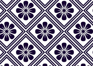 蓝白几何花卉图案纹理