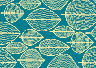 蓝底手绘叶子图案背景