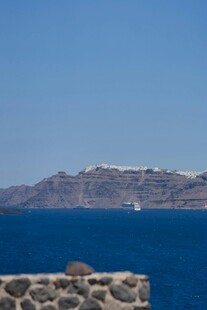 圣托里尼海景石墙景观