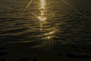 夕阳下波光粼粼的水面