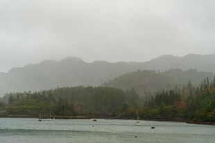 烟雨朦胧中的山水景致