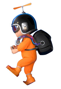 橙色宇航服小机器人行走