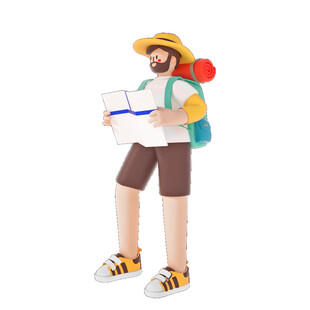 背包旅行者手持地图