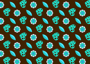 蓝绿花卉棕色背景图案