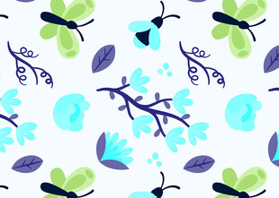 清新花卉昆虫图案背景
