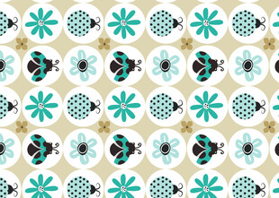 清新花卉蜜蜂图案背景