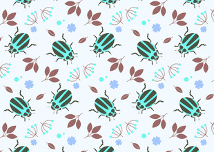 昆虫花卉图案背景纹理