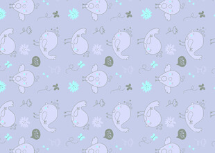 淡紫色小动物图案背景