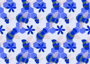 蓝色花卉图案无缝背景