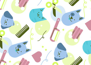 可爱卡通美发工具图案