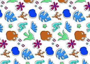 海洋生物图案无缝背景图