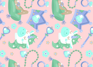 可爱卡通图案的粉色背景