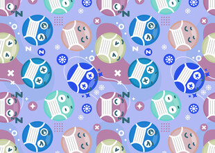 可爱卡通图案无缝背景图