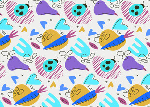 多彩卡通图案无缝背景图