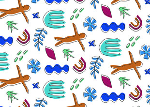 多彩手绘风植物图案设计