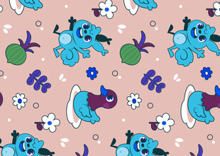 史迪奇卡通图案背景图