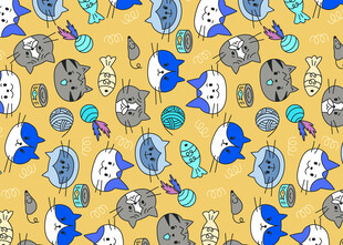 卡通动物图案的黄色背景图