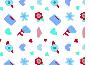 多彩爱心花朵图案背景