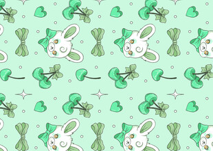清新绿底兔子图案背景