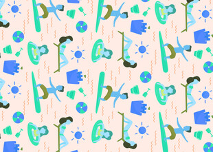 卡通风格剪刀胡子图案背景