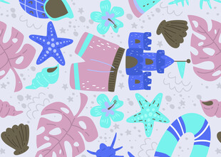 海洋元素卡通图案设计