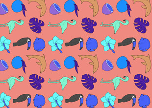 多彩热带水果图案背景