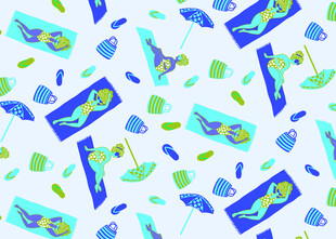 多彩夏日海滩元素图案