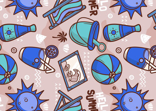 夏日海滩度假元素图案