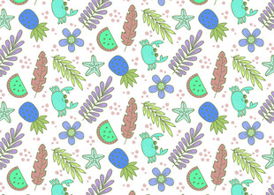 清新植物花卉无缝图案