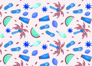 夏日清凉元素无缝图案