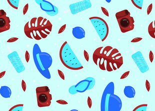 夏日海滩度假元素图案