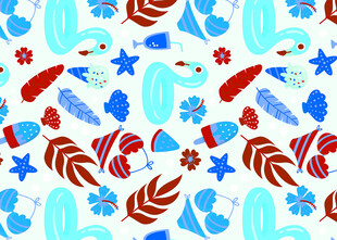 海洋元素无缝图案设计