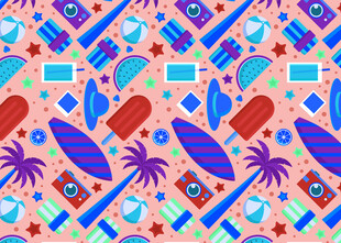 夏日海滩元素缤纷图案