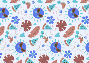 多彩几何花卉图案背景