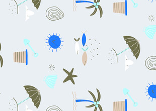 海洋风夏日元素图案背景
