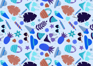 海洋元素几何图案背景图