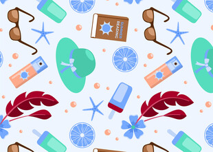 夏日海滩度假元素图案