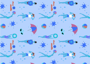 海洋生物图案的蓝色背景图