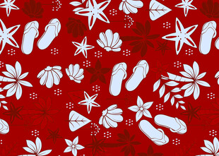 红色海洋元素无缝图案