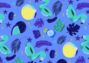 蓝色梦幻海洋风图案设计