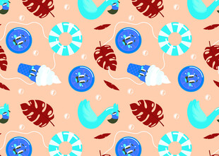 多彩纽扣叶子图案背景