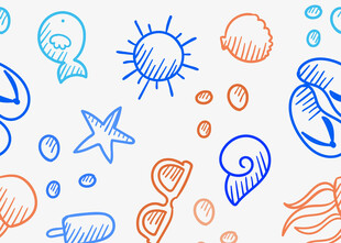 海洋元素手绘图案集合