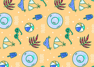 夏日海滩元素无缝图案