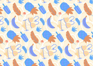 卡通风格多彩植物图案背景