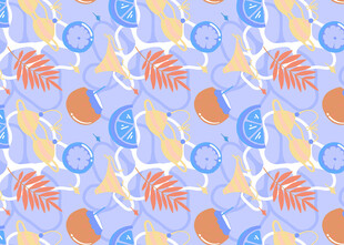 多彩动物植物图案背景