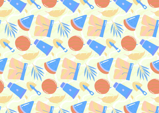 夏日沙滩元素无缝图案
