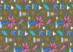 多彩几何花卉图案纹理