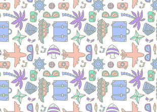多彩卡通图案无缝背景图