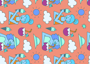 卡通飞机云朵图案背景