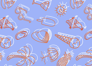 手绘风格海洋生物图案